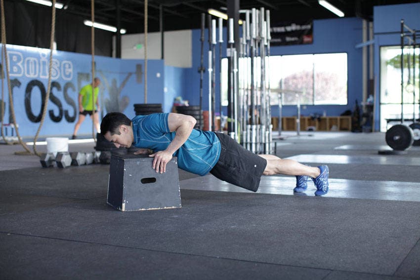 Incline Push-Up, position 1 of 2