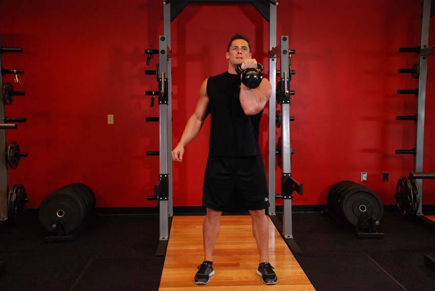 Kettlebell Arnold Press, position 1 of 2
