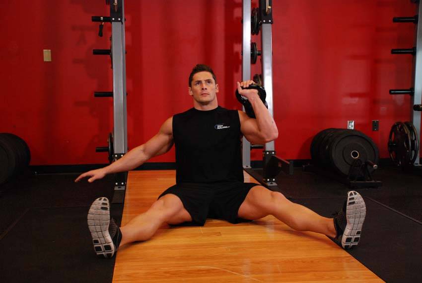 Kettlebell Seated Press, position 1 of 2