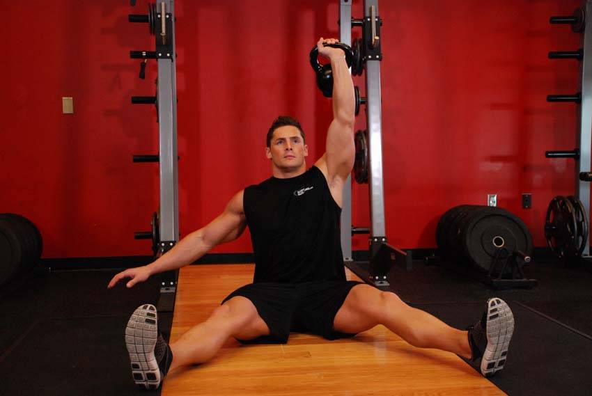 Kettlebell Seated Press, position 2 of 2
