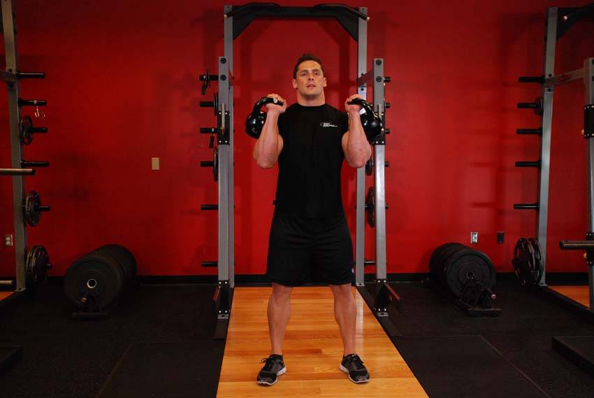 Kettlebell Thruster, position 1 of 2
