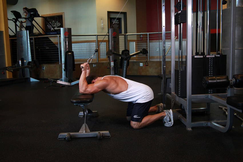 Kneeling Cable Triceps Extension, position 1 of 2
