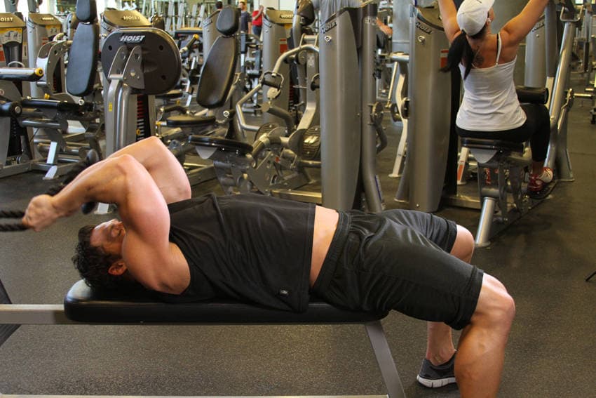 Low Cable Triceps Extension, position 1 of 2