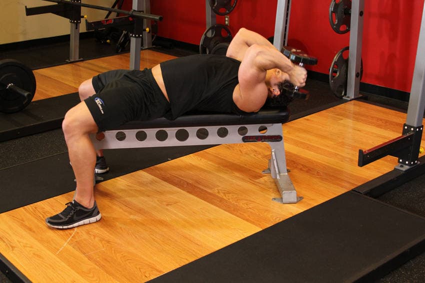Lying Dumbbell Tricep Extension, position 1 of 2