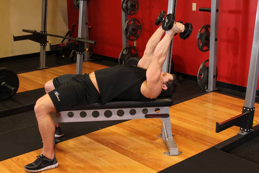 Lying Dumbbell Tricep Extension, position 2 of 2