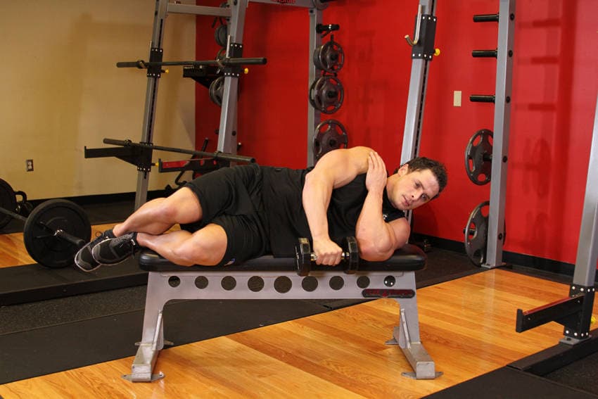 Lying One-Arm Lateral Raise, position 1 of 2