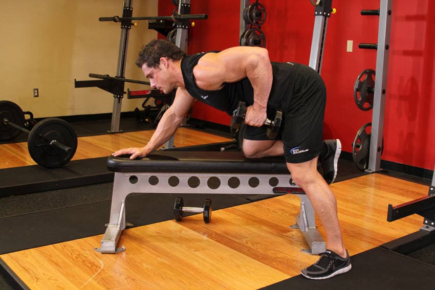 One-Arm Dumbbell Row, position 2 of 2