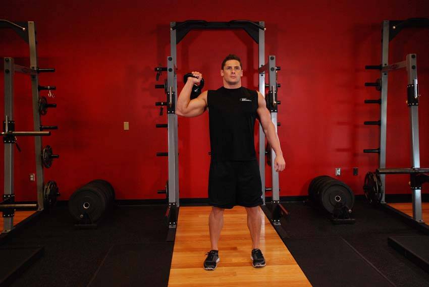 One-Arm Kettlebell Para Press, position 1 of 2
