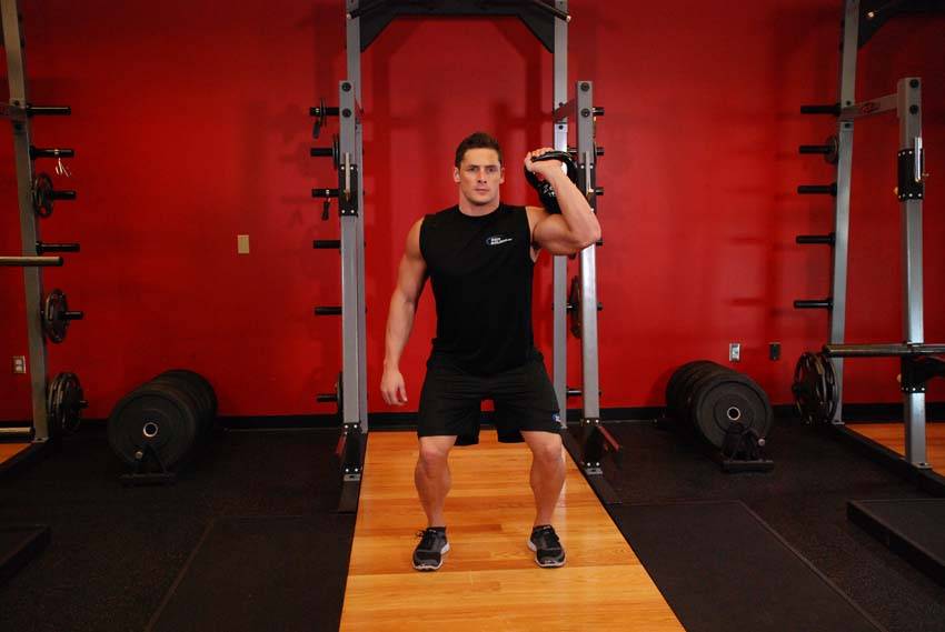 One-Arm Kettlebell Push Press, position 2 of 2
