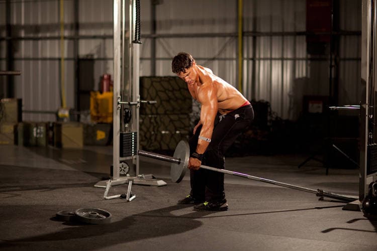 One-Arm Long Bar Row, position 1 of 2