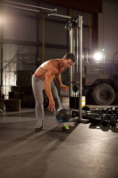 One-Arm Medicine Ball Slam, position 2 of 2