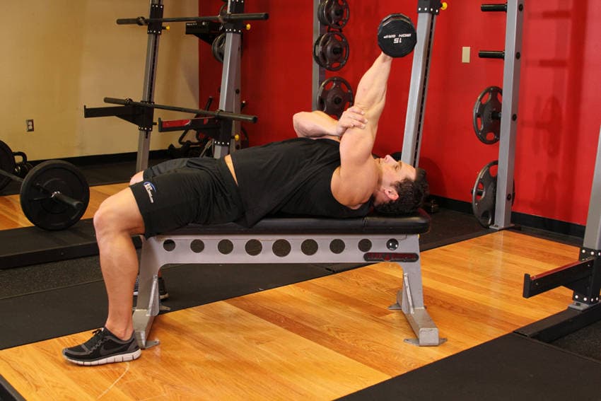 One Arm Pronated Dumbbell Triceps Extension, position 1 of 2