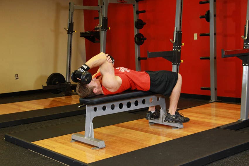 One Arm Supinated Dumbbell Triceps Extension, position 1 of 2