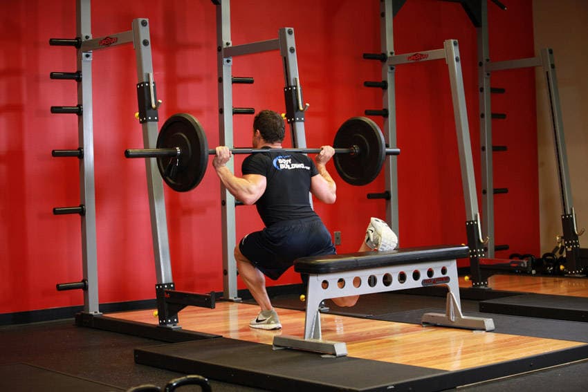 One Leg Barbell Squat, position 2 of 2