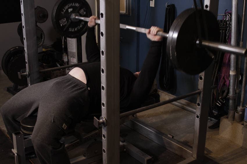 Reverse Band Bench Press, position 1 of 2