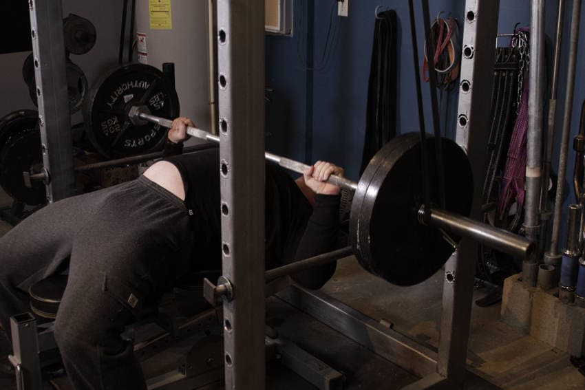 Reverse Band Bench Press, position 2 of 2
