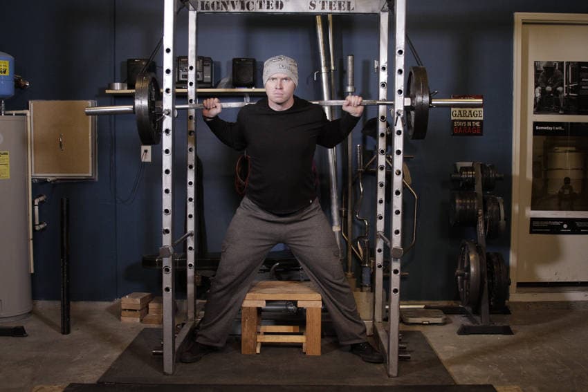 Reverse Band Box Squat, position 1 of 2