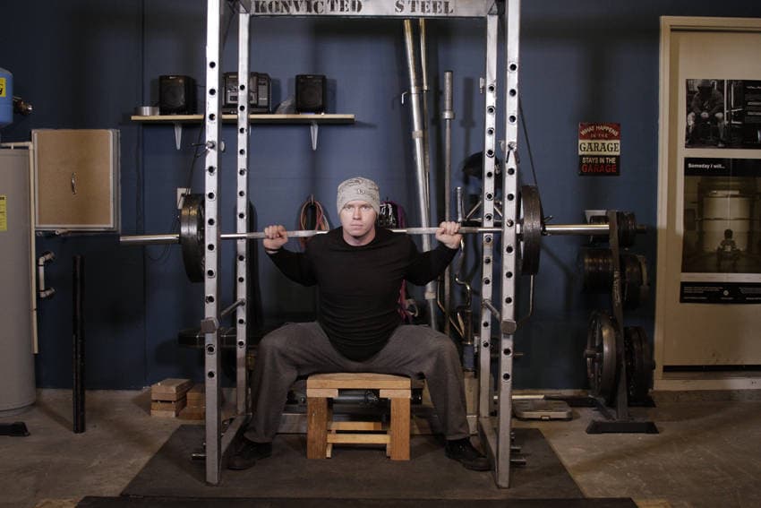 Reverse Band Box Squat, position 2 of 2