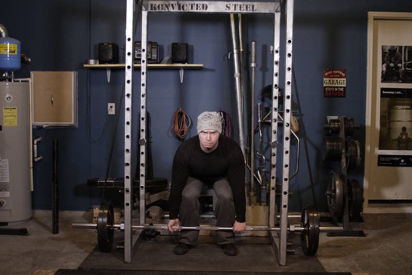 Reverse Band Deadlift, position 1 of 2