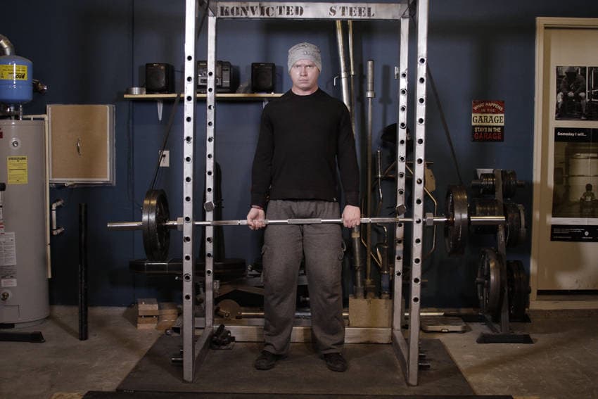 Reverse Band Deadlift, position 2 of 2