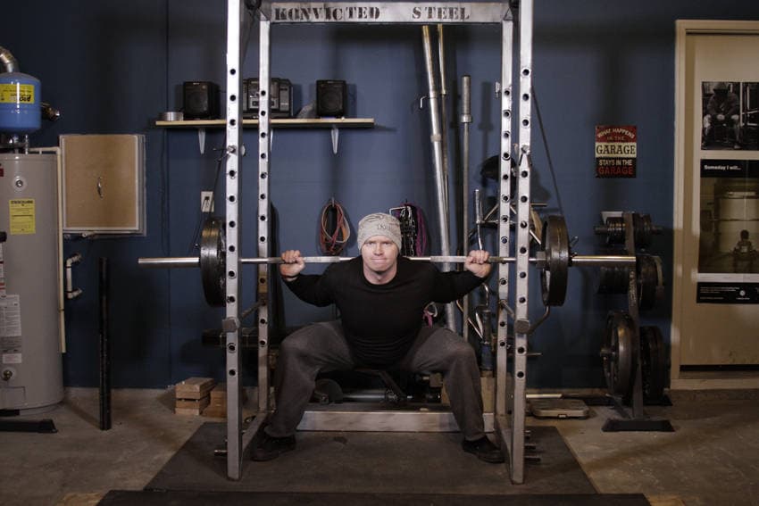 Reverse Band Power Squat, position 2 of 2