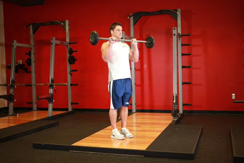 Reverse Barbell Curl, position 2 of 2
