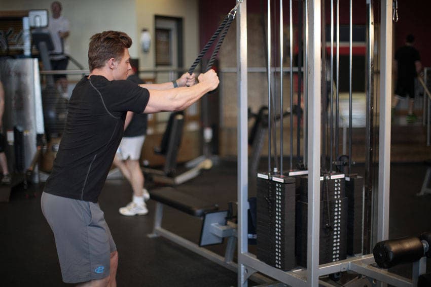 Rope Straight-Arm Pulldown, position 1 of 2