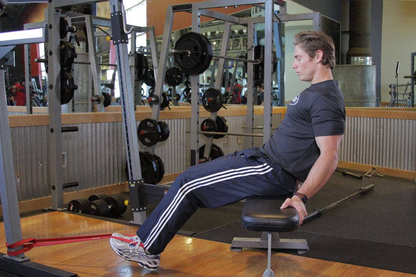 Seated Band Hamstring Curl, position 1 of 2