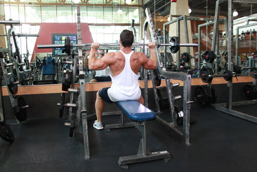Seated Barbell Military Press, position 1 of 2