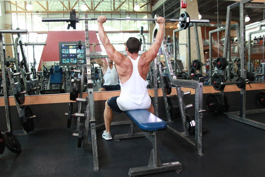 Seated Barbell Military Press, position 2 of 2