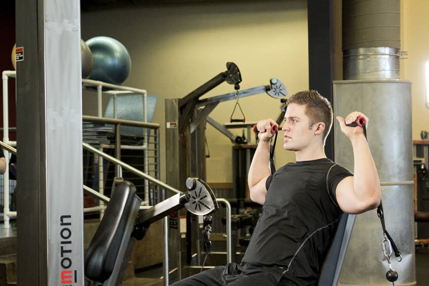 Seated Cable Shoulder Press, position 1 of 2