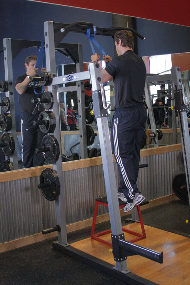 Single-Leg High Box Squat, position 1 of 2