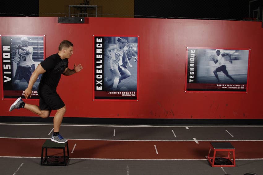 Single-Leg Stride Jump, position 1 of 2
