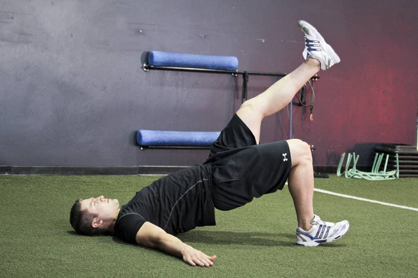 Single Leg Glute Bridge, position 2 of 2