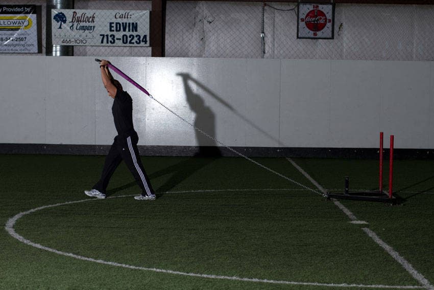 Sled Overhead Triceps Extension, position 2 of 2