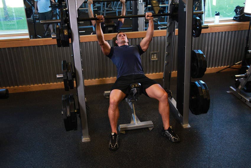 Smith Incline Shoulder Raise, position 1 of 2