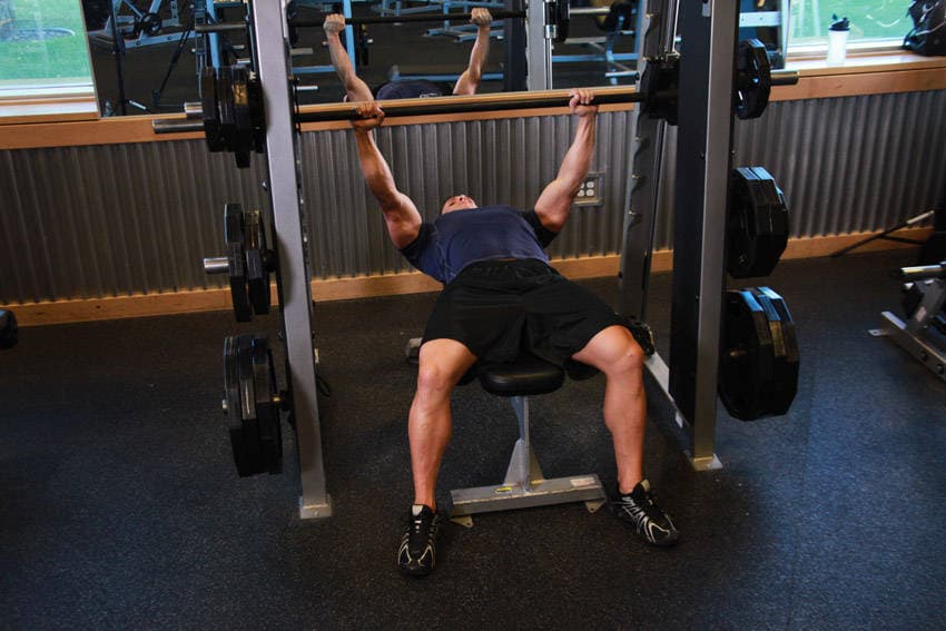 Smith Machine Bench Press, position 2 of 2