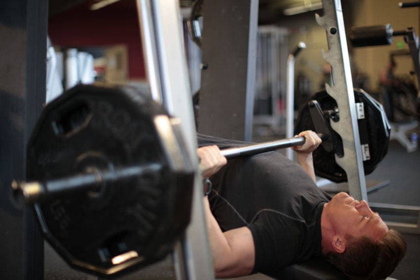 Smith Machine Decline Press, position 1 of 2