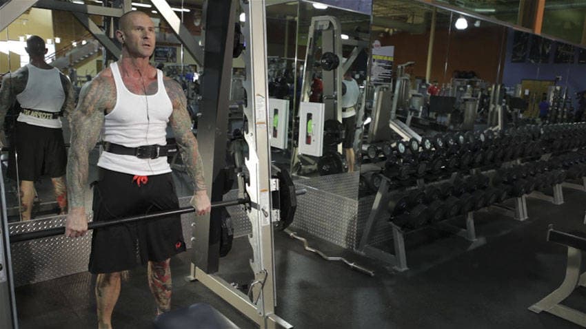 Smith Machine Hang Power Clean, position 1 of 2