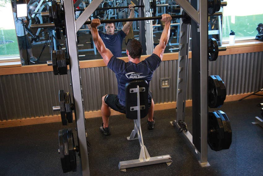 Smith Machine Overhead Shoulder Press, position 2 of 2