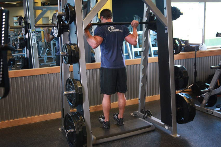 Smith Machine Reverse Calf Raises, position 1 of 2