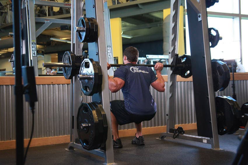 Smith Machine Squat, position 1 of 2