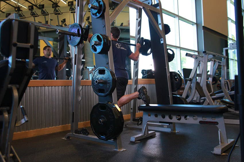 Smith Single-Leg Split Squat, position 1 of 2