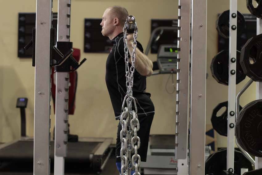Squat with Chains, position 1 of 2
