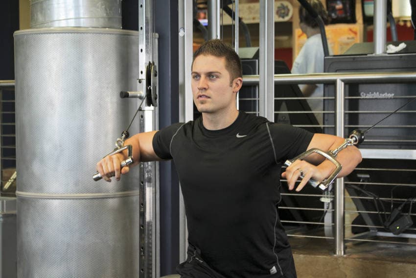 Standing Cable Chest Press, position 1 of 2