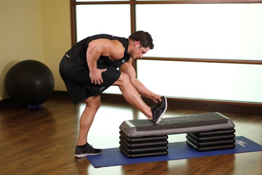 Standing Gastrocnemius Calf Stretch, position 1 of 2