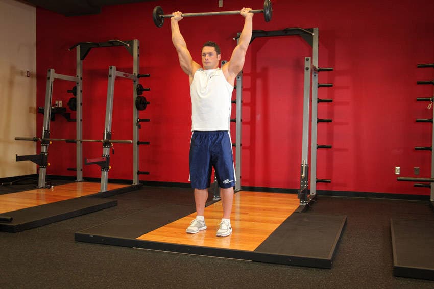 Standing Military Press, position 2 of 2