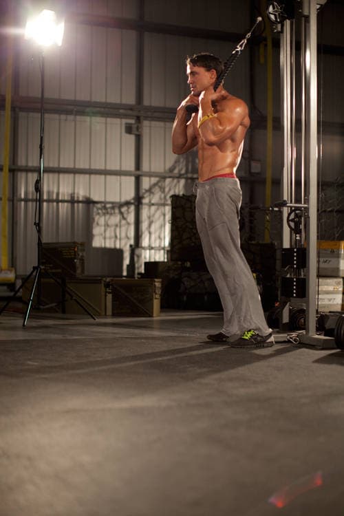 Standing Rope Crunch, position 1 of 2