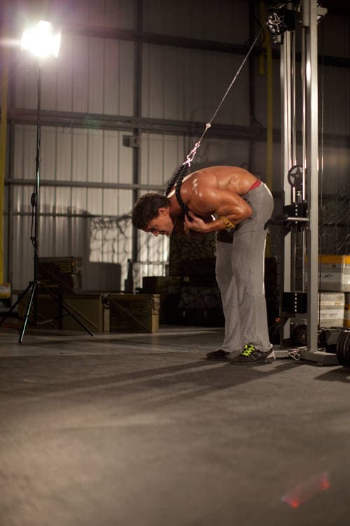 Standing Rope Crunch, position 2 of 2