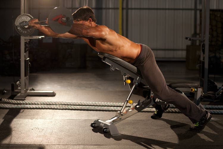 Straight Raises on Incline Bench, position 2 of 2